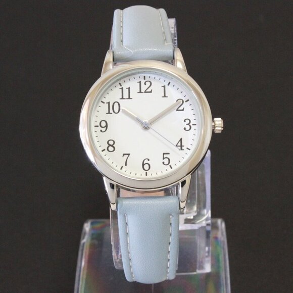 Ladies Dress Watch Easy Reader Powder Blue Strap 31mm - Picture 3 of 14